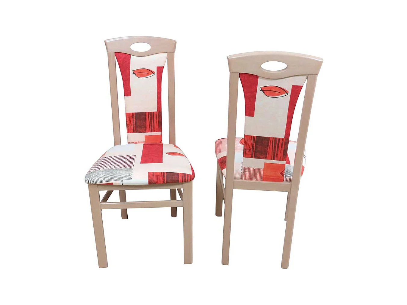 Stuhl Set in Rot Bunt gemustert Buche Massivholz (2er Set)