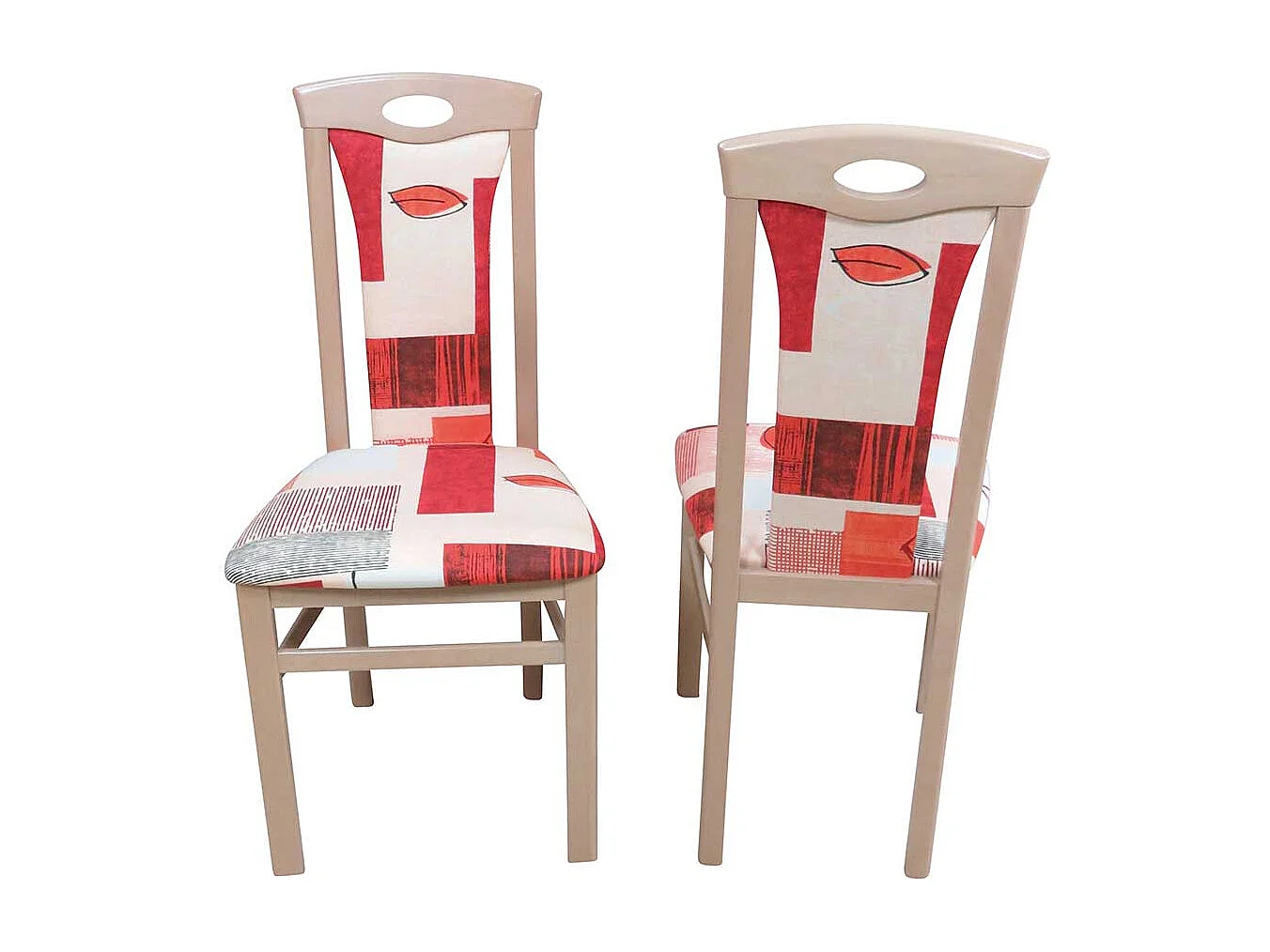 Stuhl Set in Rot Bunt gemustert Buche Massivholz (2er Set)