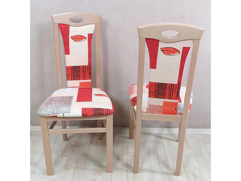 Stuhl Set in Rot Bunt gemustert Buche Massivholz (2er Set)