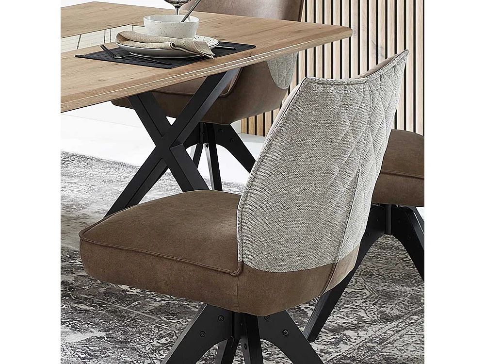 Esstischstuhl Set in Braun-Grau Microfaser und Webstoff (2er Set)