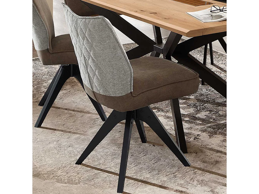 Esstischstuhl Set in Braun-Grau Microfaser und Webstoff (2er Set)