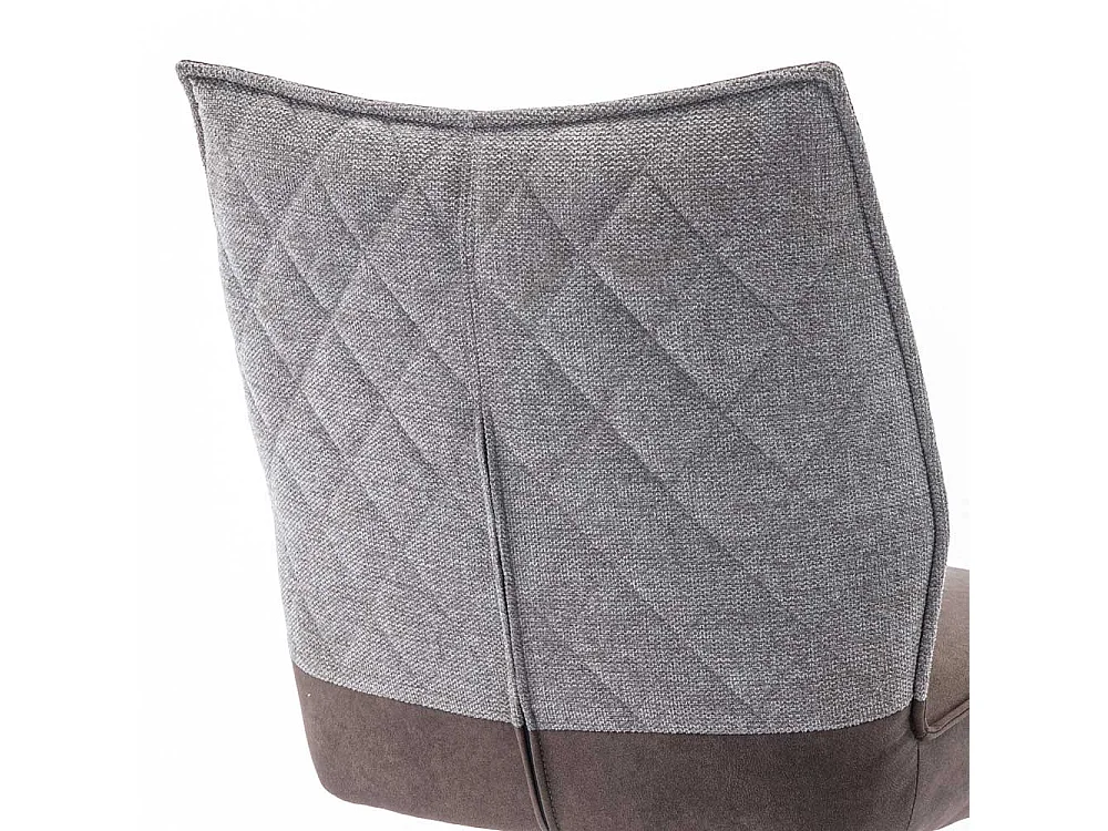 Esstischstuhl Set in Braun-Grau Microfaser und Webstoff (2er Set)