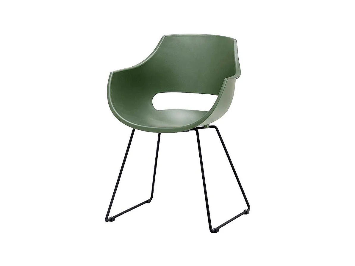 Kunststoff Esszimmerst�hle in Gr�n Metallb�geln (4er Set)