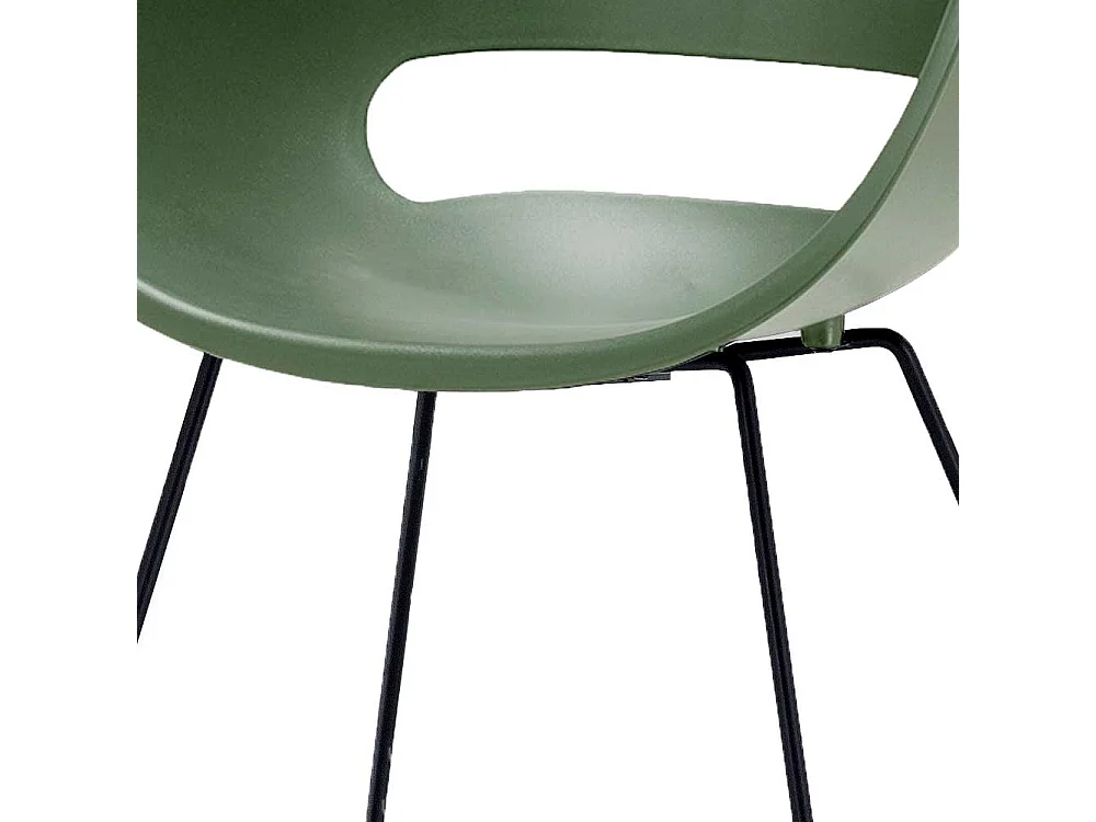 Kunststoff Esszimmerstühle in Grün Metallbügeln (4er Set)
