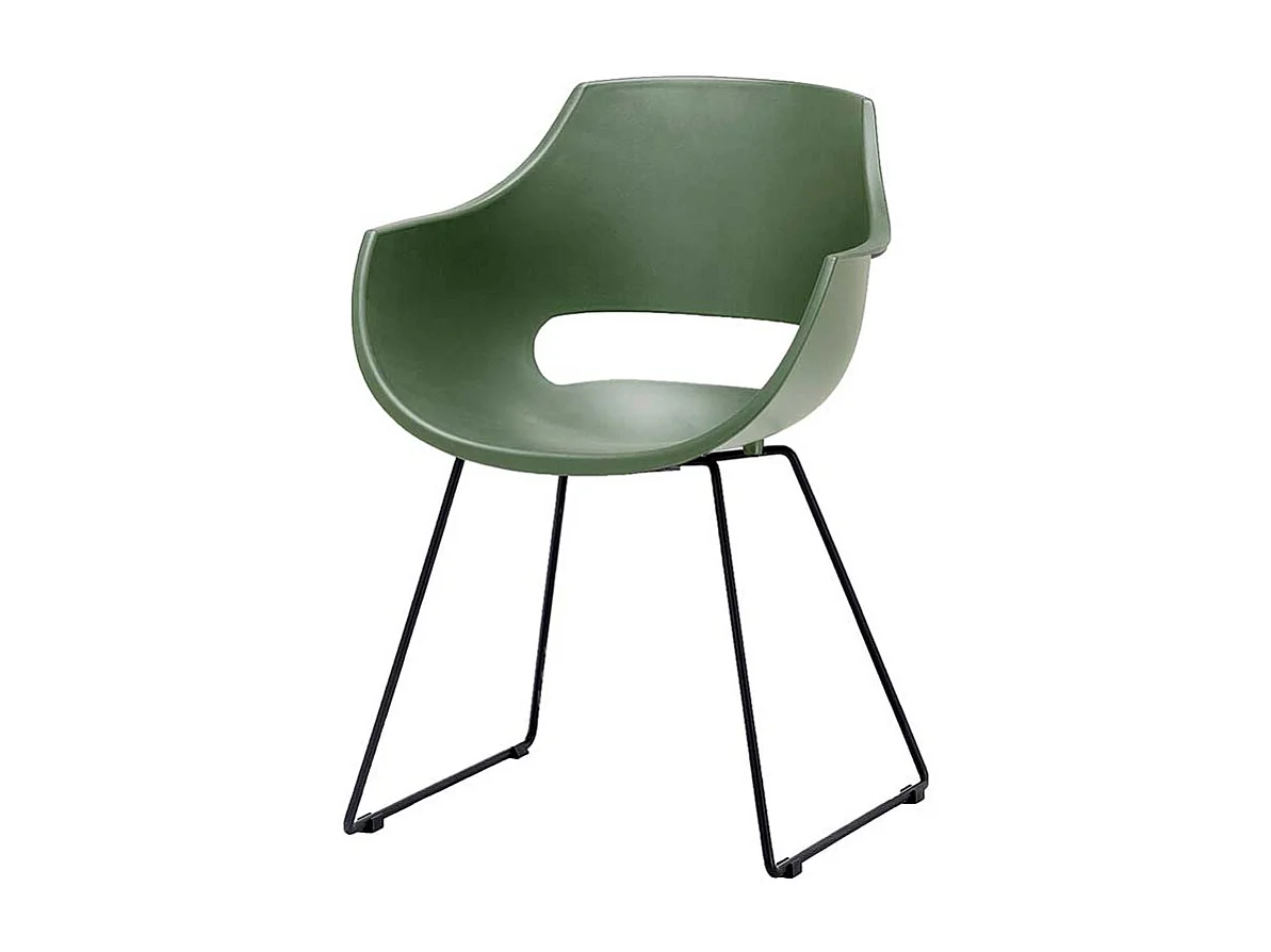 Kunststoff Esszimmerstühle in Grün Metallbügeln (4er Set)