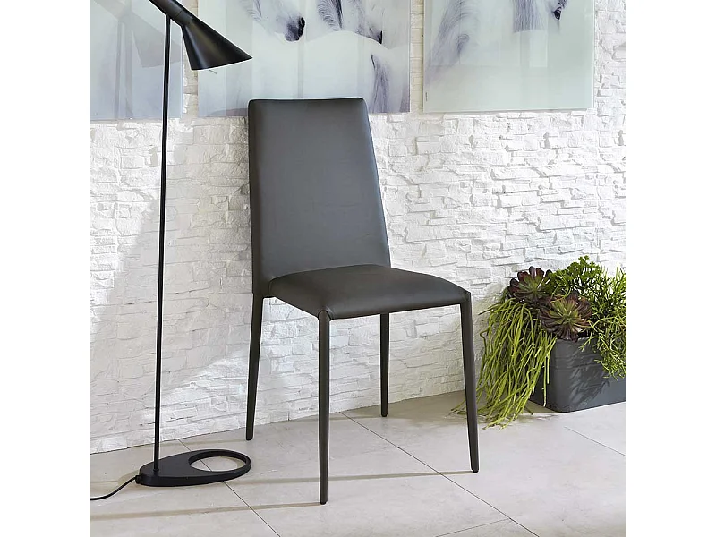 Esszimmerstuhl Set in Grau Kunstleder Metall (4er Set)