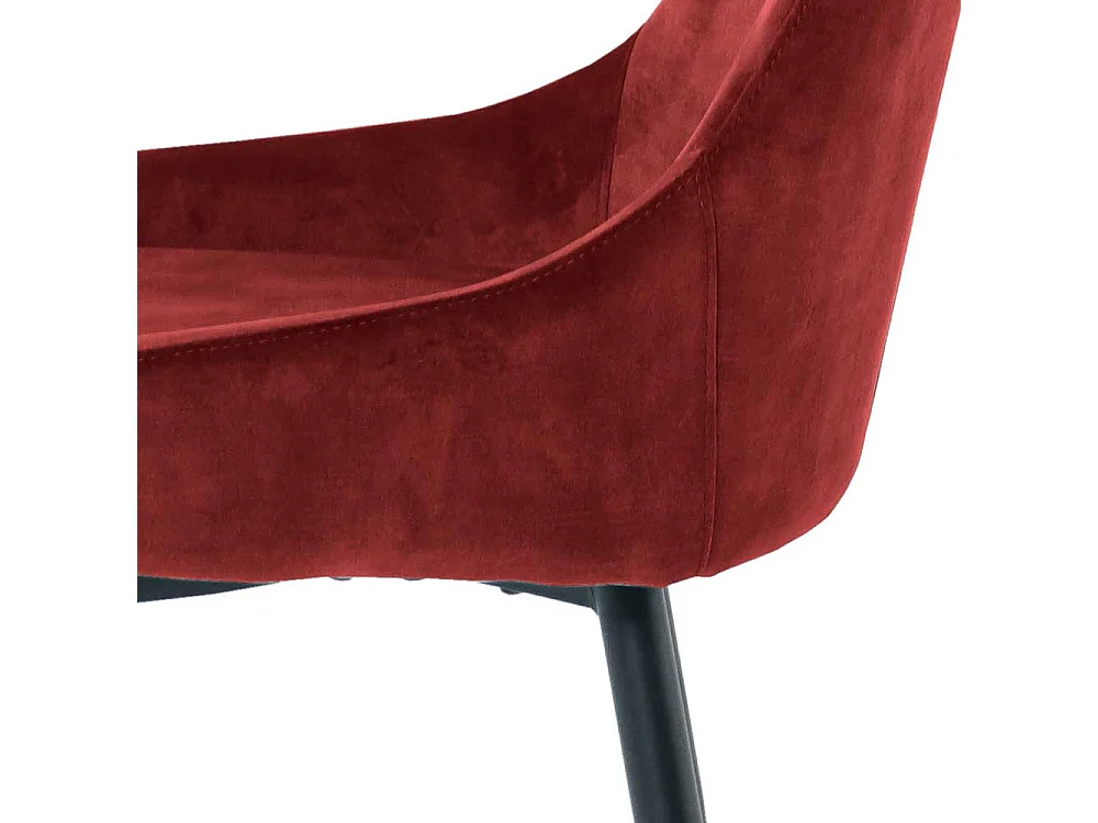 Polsterstuhl Esszimmer in Dunkelrot Samt Gestell aus Metall (2er Set)