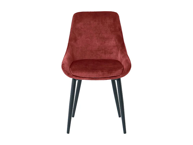 Polsterstuhl Esszimmer in Dunkelrot Samt Gestell aus Metall (2er Set)