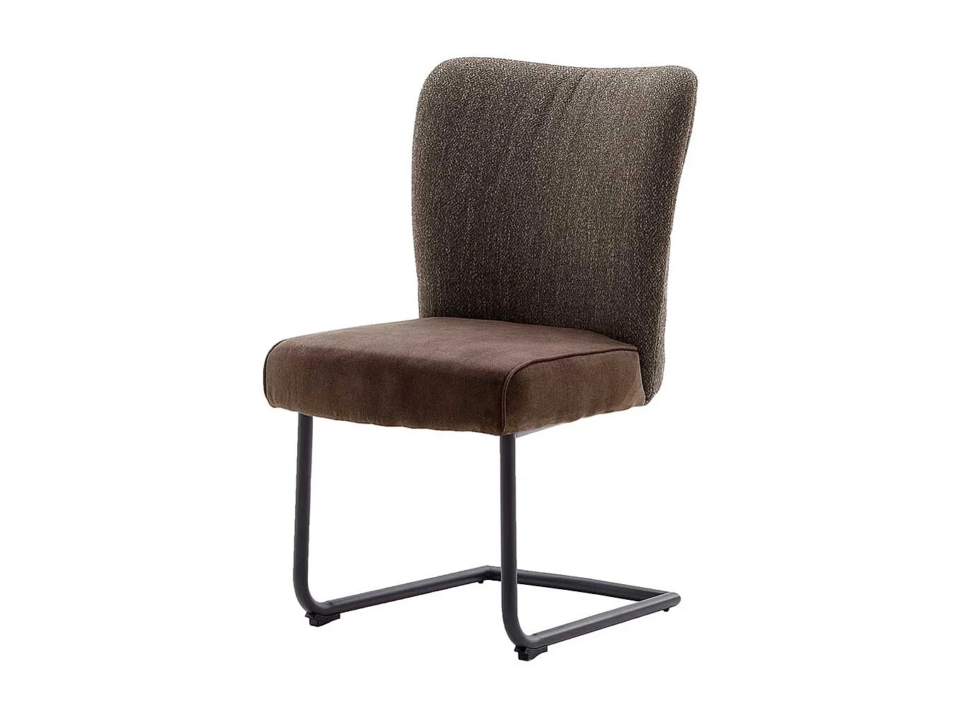 Freischwinger in Hellbraun Stoff hoher Lehne (2er Set)