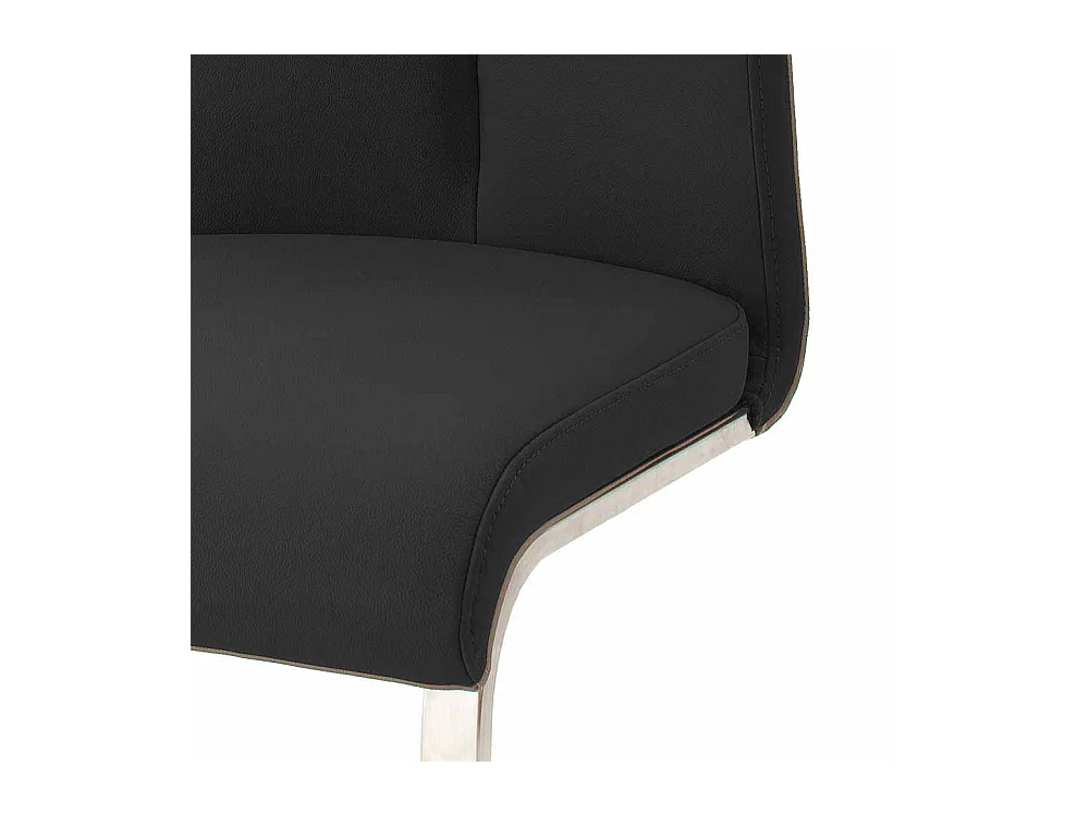 Küchenstuhl Set in Schwarz Echtleder Edelstahl (2er Set)