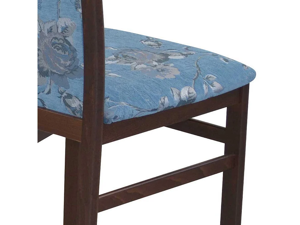 Stuhl Set Küche in Blau und Nussbaumfarben Blumen Motiv (2er Set)