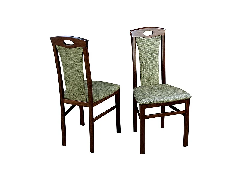 Polsterstuhl in Grün Stoff Nussbaumfarben Buche massiv (2er Set)