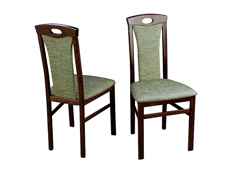 Polsterstuhl in Grün Stoff Nussbaumfarben Buche massiv (2er Set)