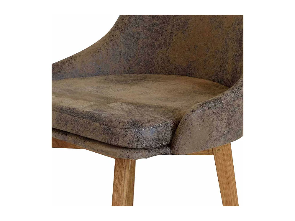Polsterstuhl in Braun Microfaser Wildeiche Massivholz
