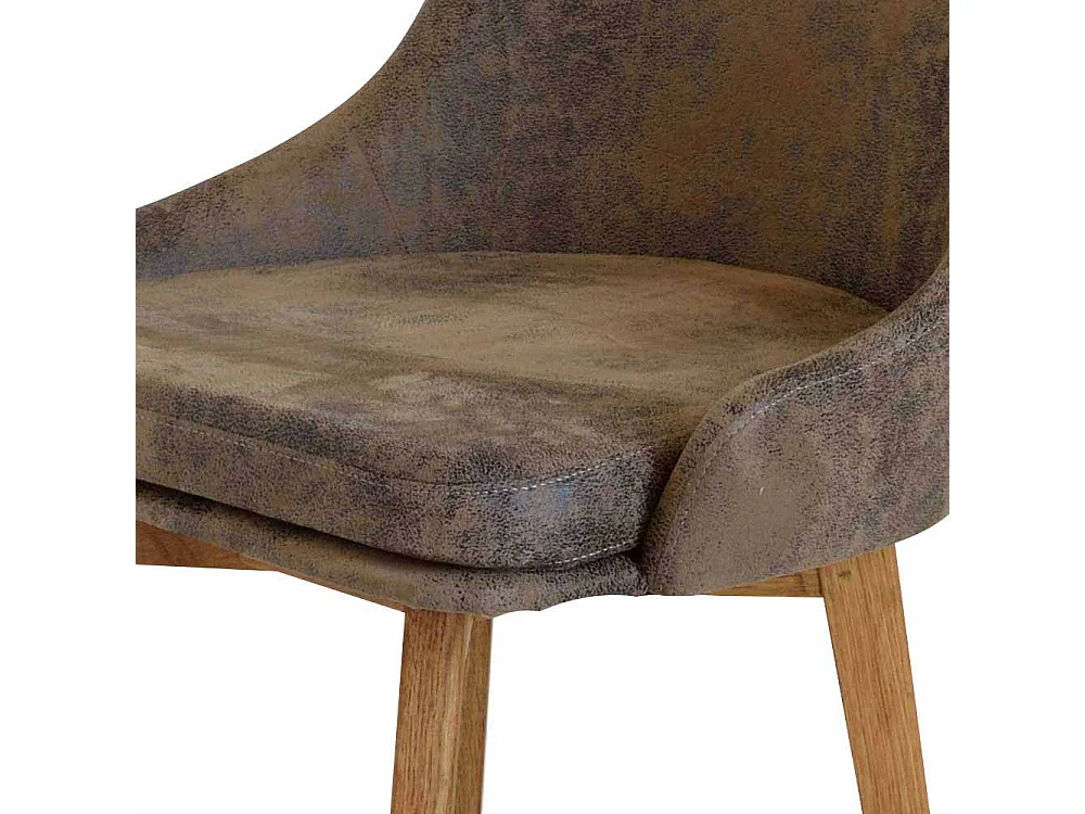 Polsterstuhl in Braun Microfaser Wildeiche Massivholz