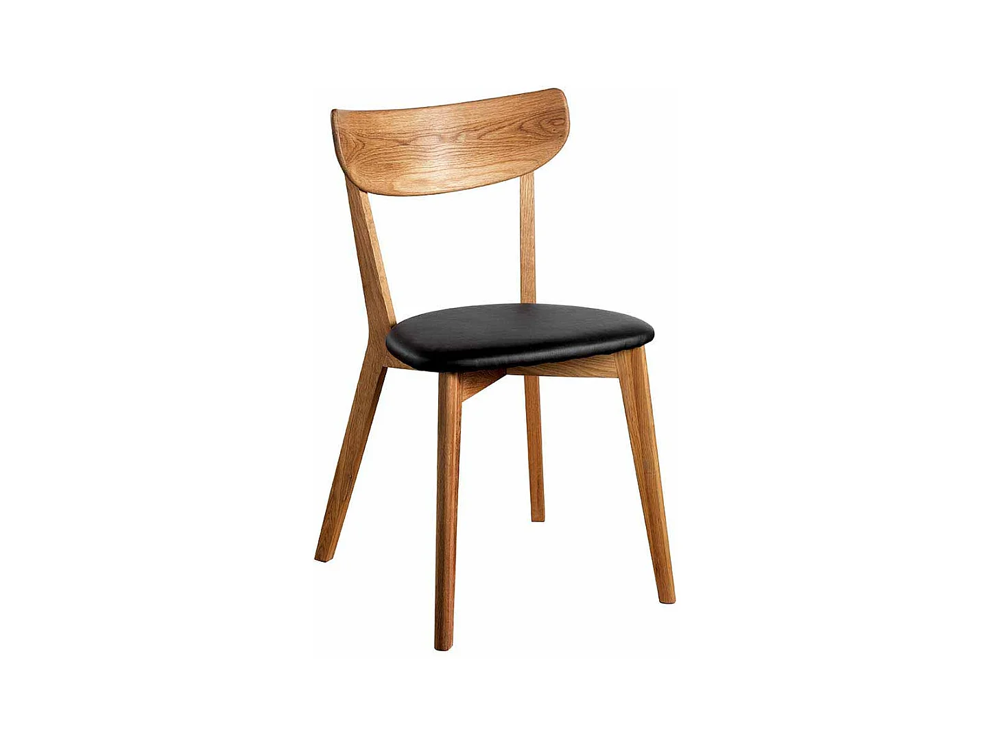 Stuhl aus Eiche Massivholz Schwarz Kunstleder (2er Set)