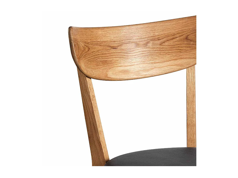 Stuhl aus Eiche Massivholz Schwarz Kunstleder (2er Set)