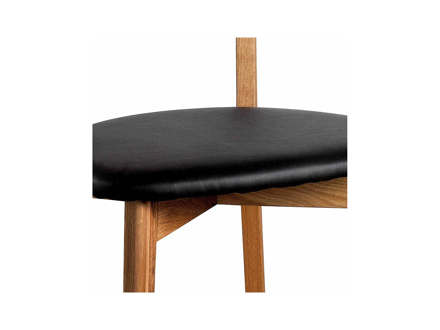 Stuhl aus Eiche Massivholz Schwarz Kunstleder (2er Set)