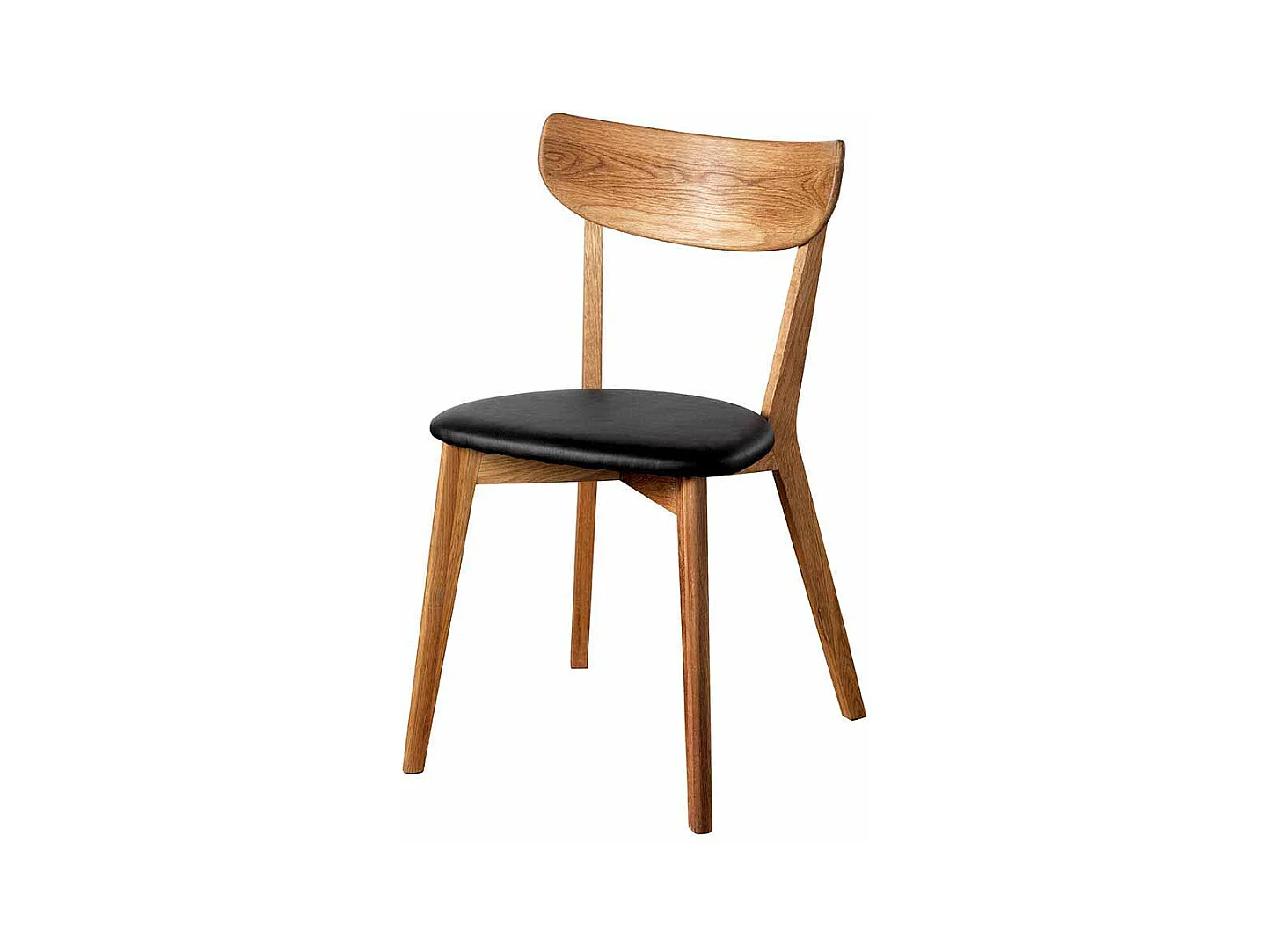 Stuhl aus Eiche Massivholz Schwarz Kunstleder (2er Set)