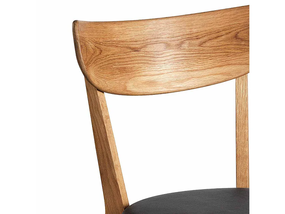 Stuhl aus Eiche Massivholz Schwarz Kunstleder (2er Set)