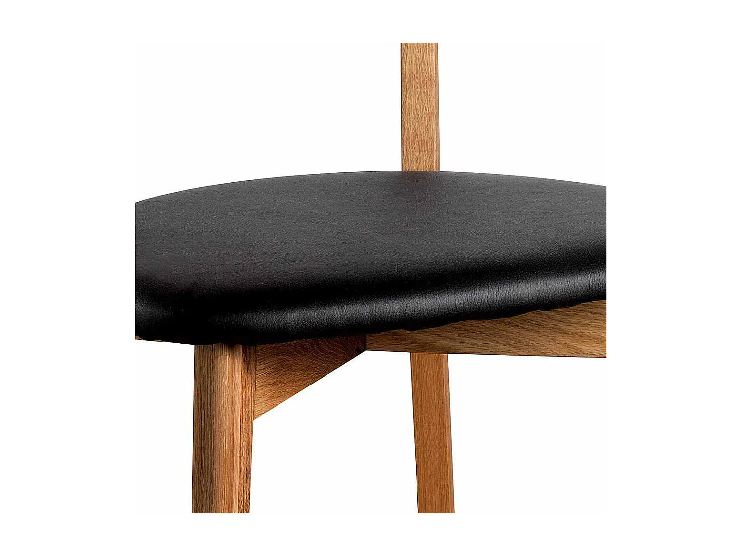 Stuhl aus Eiche Massivholz Schwarz Kunstleder (2er Set)