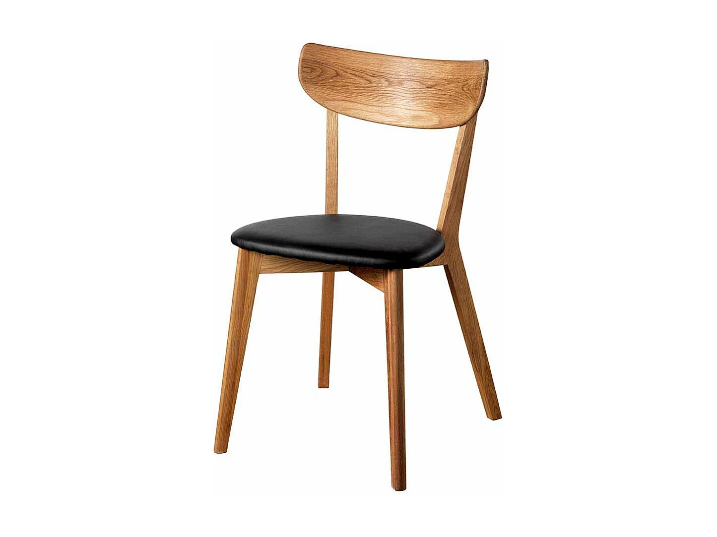 Stuhl aus Eiche Massivholz Schwarz Kunstleder (2er Set)