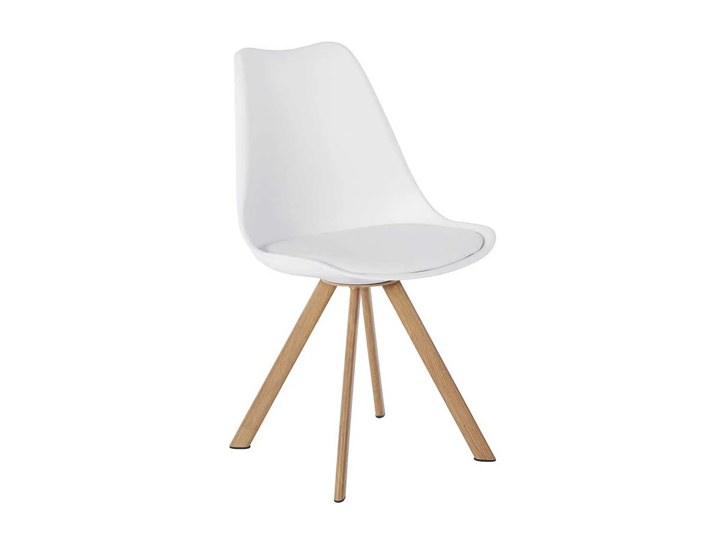 Schalenstühle in Weiß und Eichefarben Gestell aus Metall (2er Set)