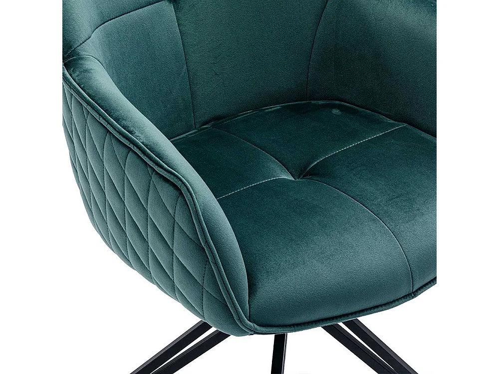 Drehbarer Armlehnenstuhl in Grün und Schwarz Gestell aus Metall
