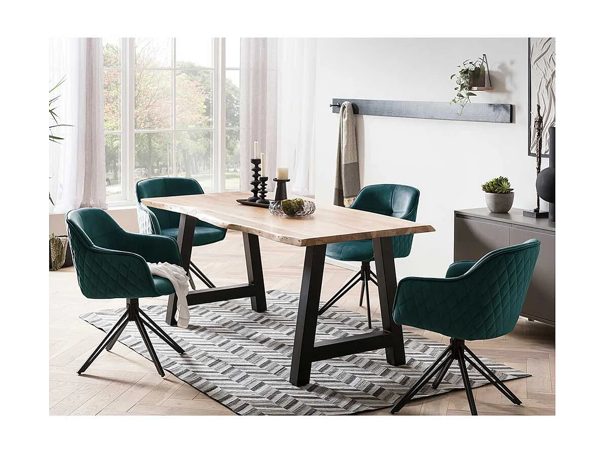 Drehbarer Armlehnenstuhl in Grün und Schwarz Gestell aus Metall