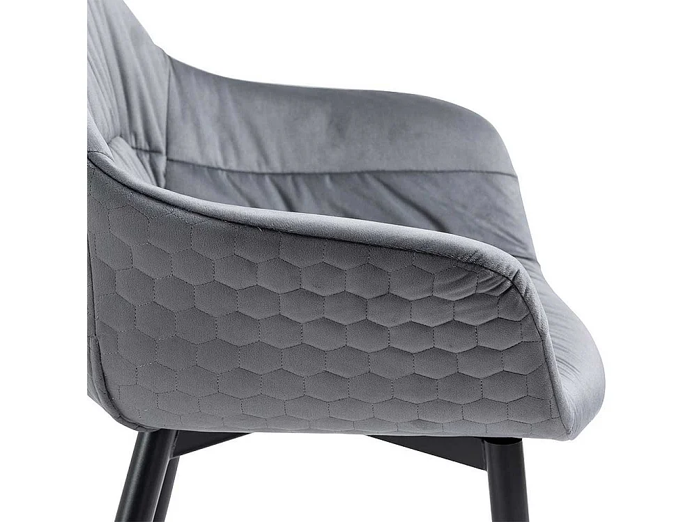 Wohnzimmerstuhl in Grau Samt aufwendigen Steppungen