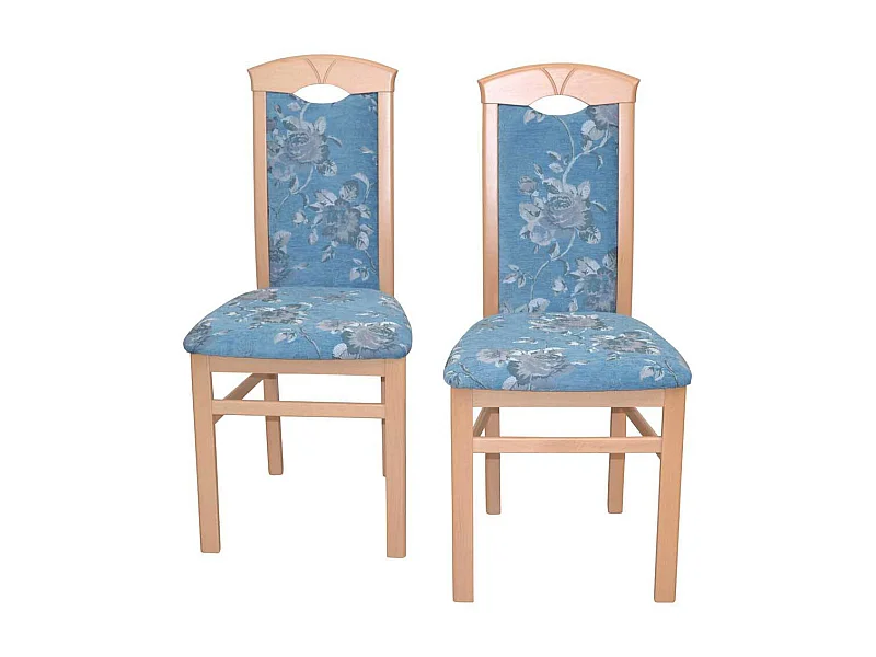 Polsterstuhl Esszimmer modern mit Blumen Motiv Blau (2er Set)