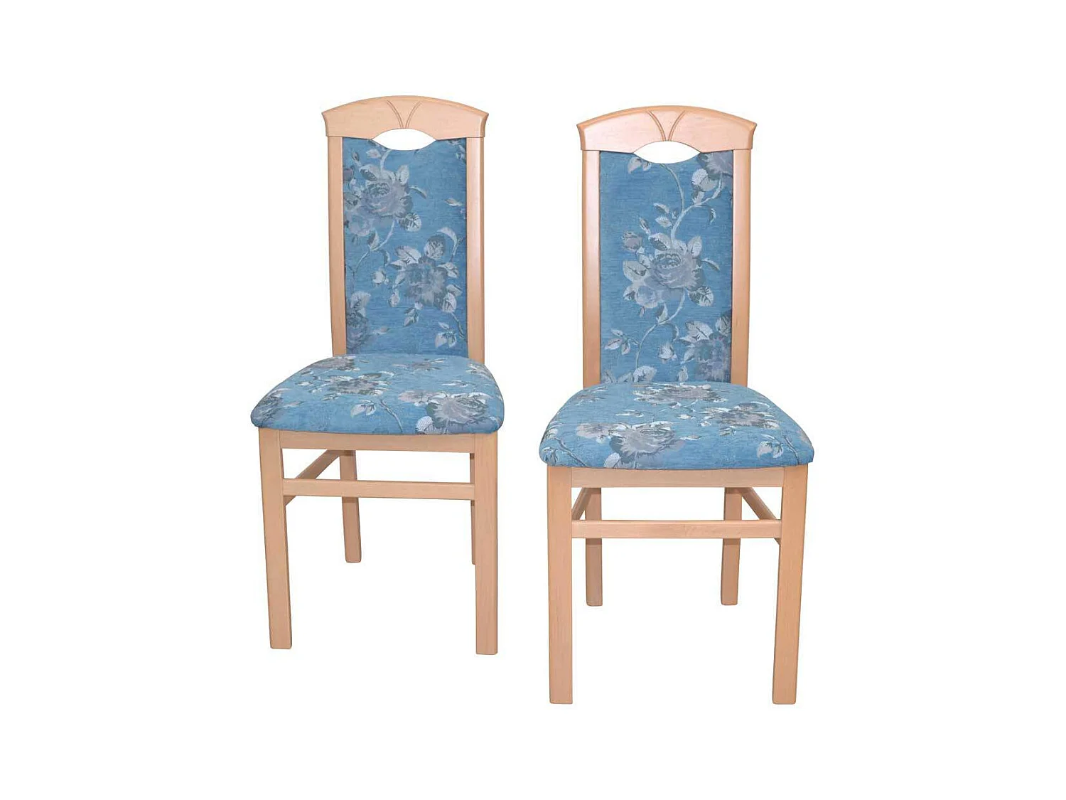 Polsterstuhl Esszimmer modern mit Blumen Motiv Blau (2er Set)