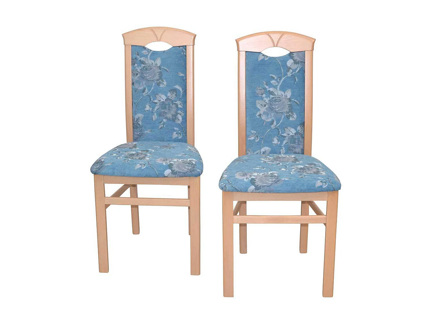 Polsterstuhl Esszimmer modern mit Blumen Motiv Blau (2er Set)