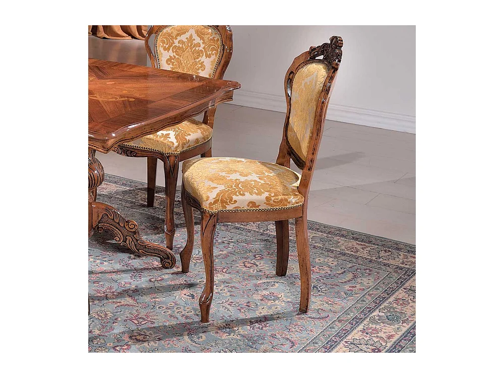 Design Esszimmerstuhl in Goldfarben gemustert Barock Look