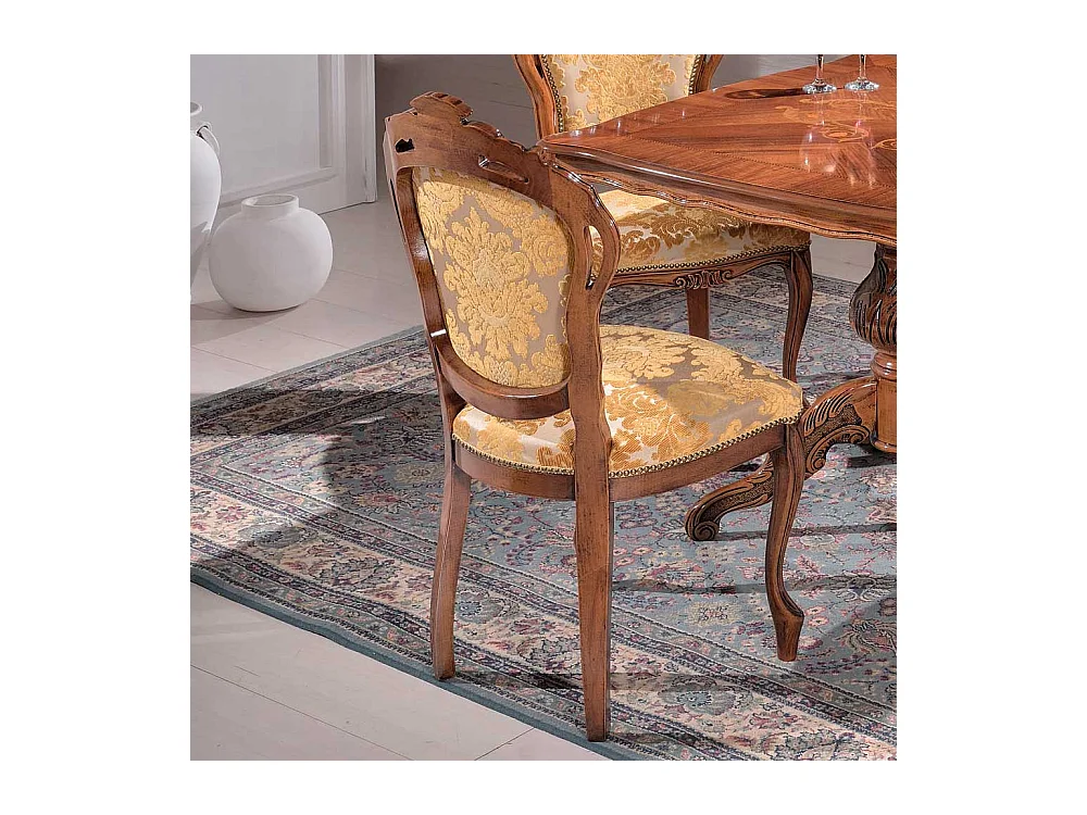 Design Esszimmerstuhl in Goldfarben gemustert Barock Look