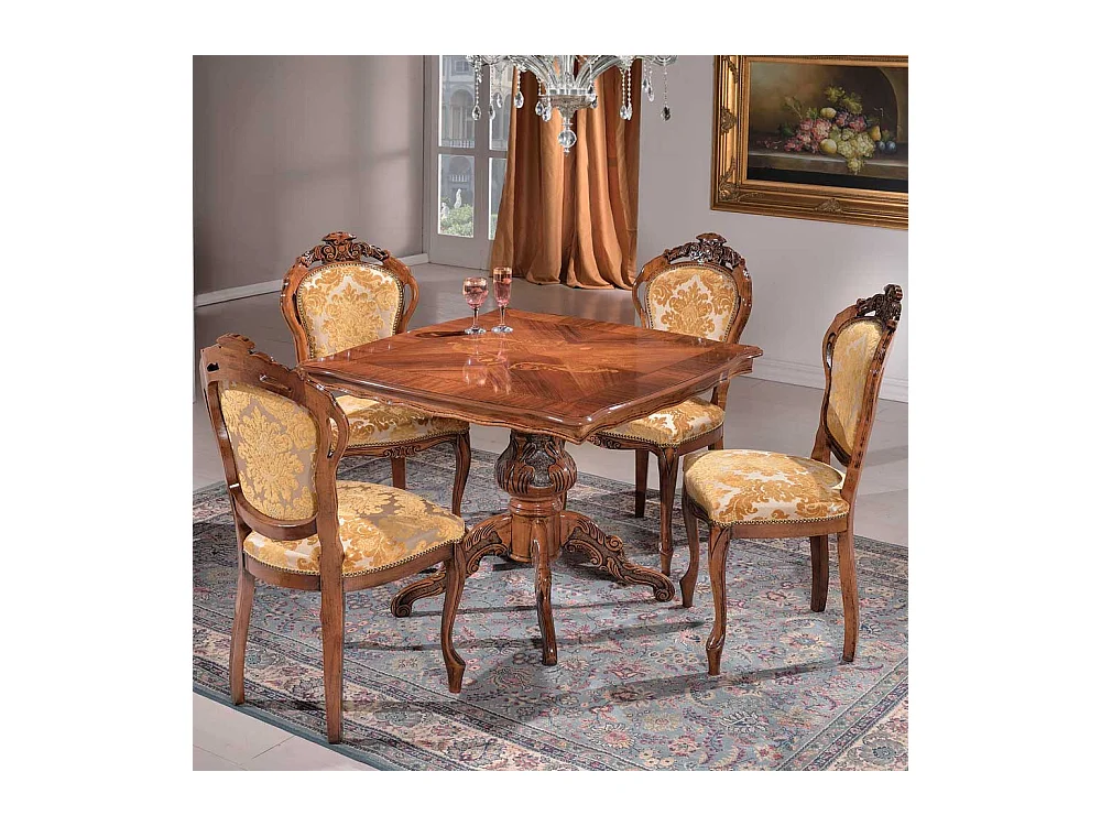 Design Esszimmerstuhl in Goldfarben gemustert Barock Look