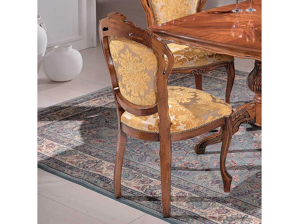Design Esszimmerstuhl in Goldfarben gemustert Barock Look