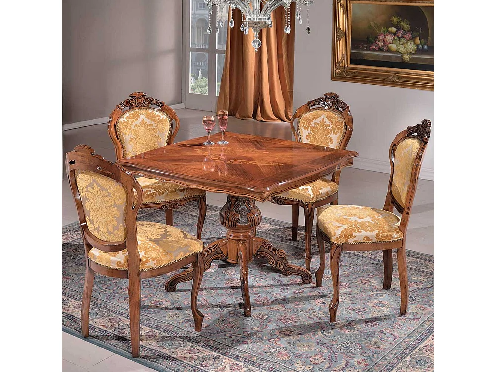 Design Esszimmerstuhl in Goldfarben gemustert Barock Look