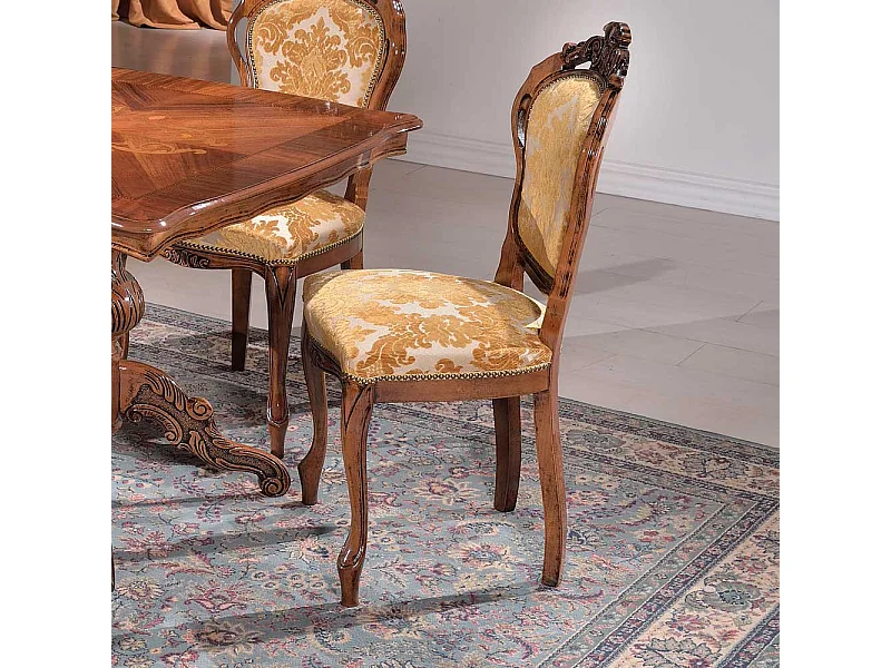 Design Esszimmerstuhl in Goldfarben gemustert Barock Look