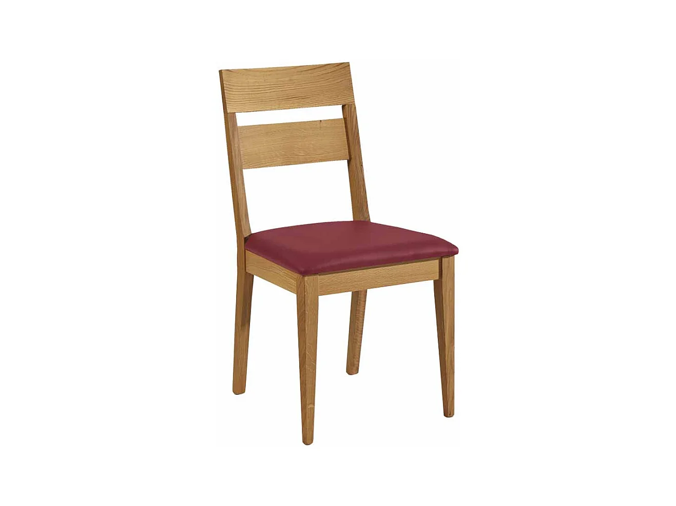 Holzstuhl aus Wildeiche Massivholz Dunkelrot Kunstleder