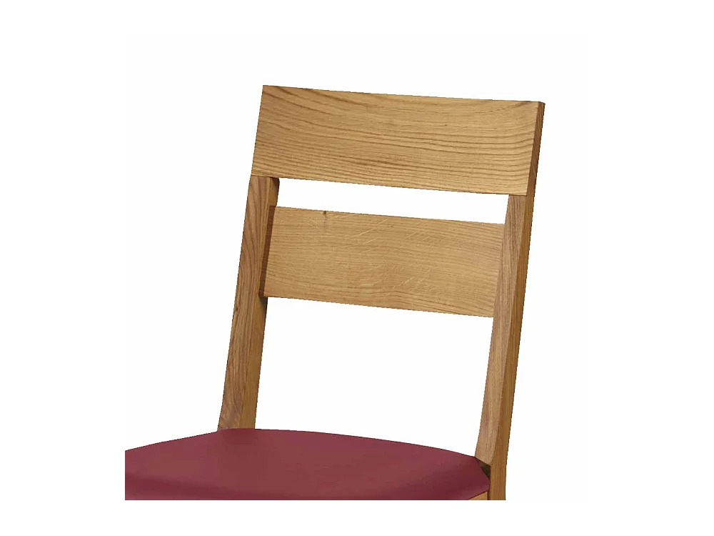 Holzstuhl aus Wildeiche Massivholz Dunkelrot Kunstleder