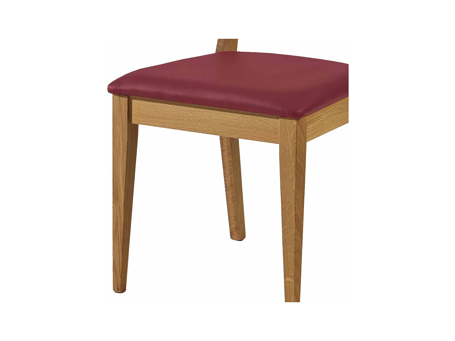 Holzstuhl aus Wildeiche Massivholz Dunkelrot Kunstleder