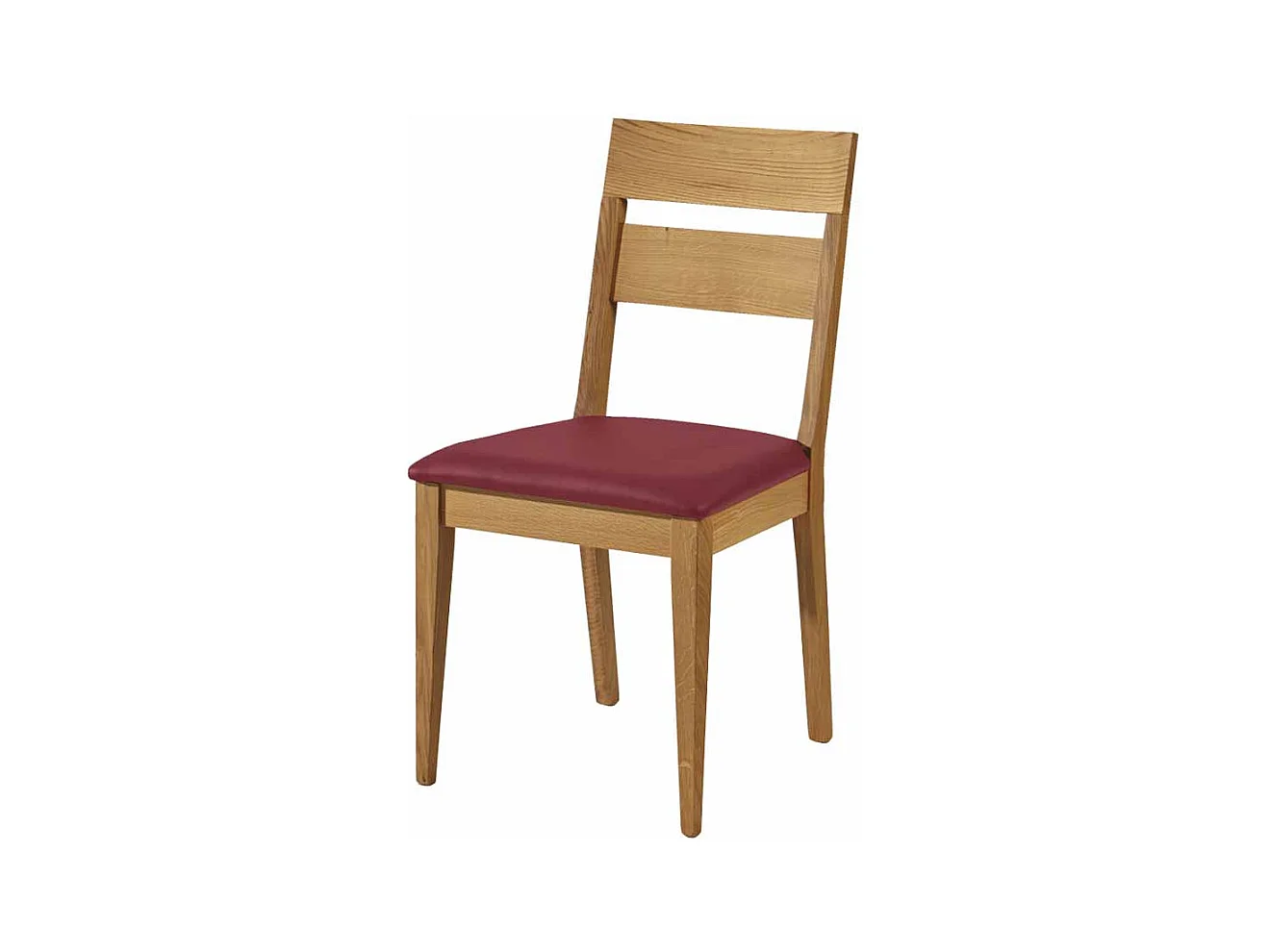 Holzstuhl aus Wildeiche Massivholz Dunkelrot Kunstleder
