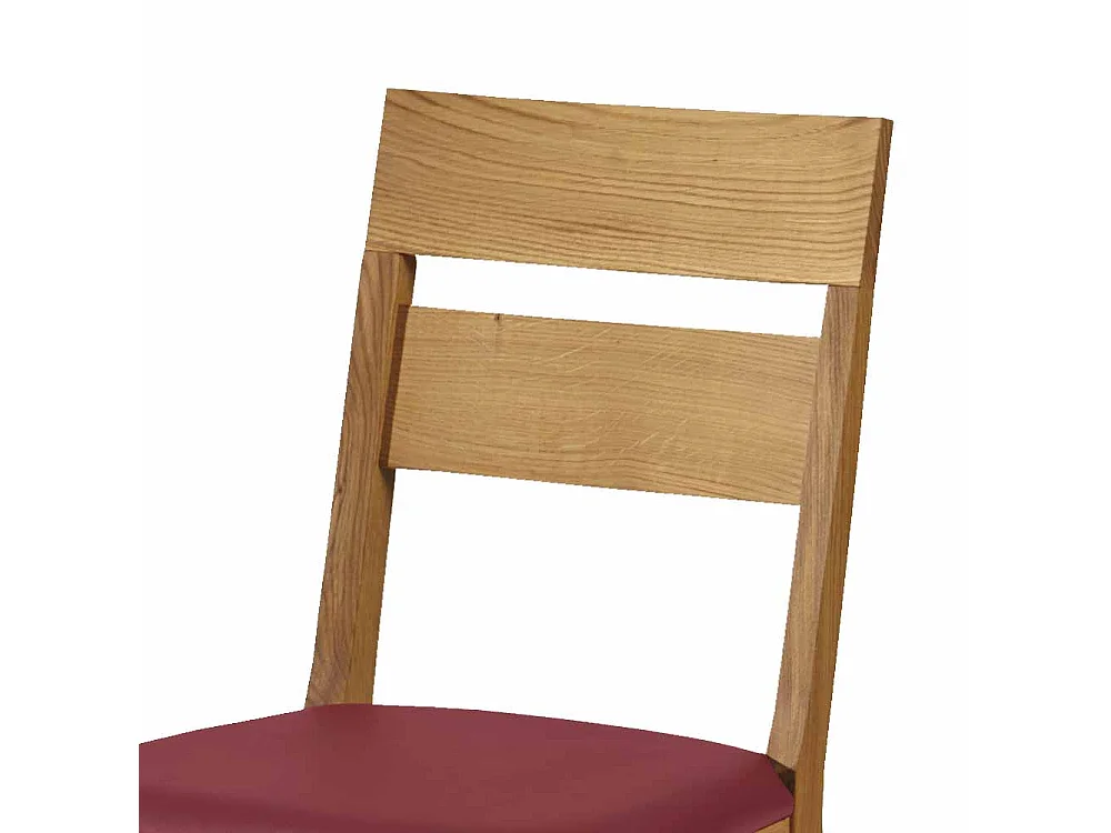 Holzstuhl aus Wildeiche Massivholz Dunkelrot Kunstleder