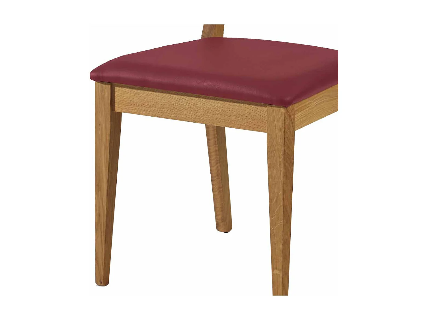 Holzstuhl aus Wildeiche Massivholz Dunkelrot Kunstleder