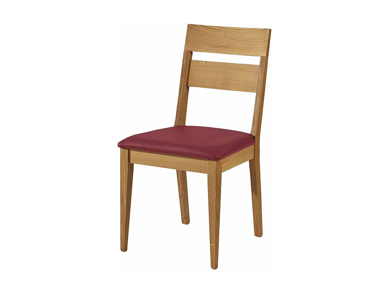 Holzstuhl aus Wildeiche Massivholz Dunkelrot Kunstleder