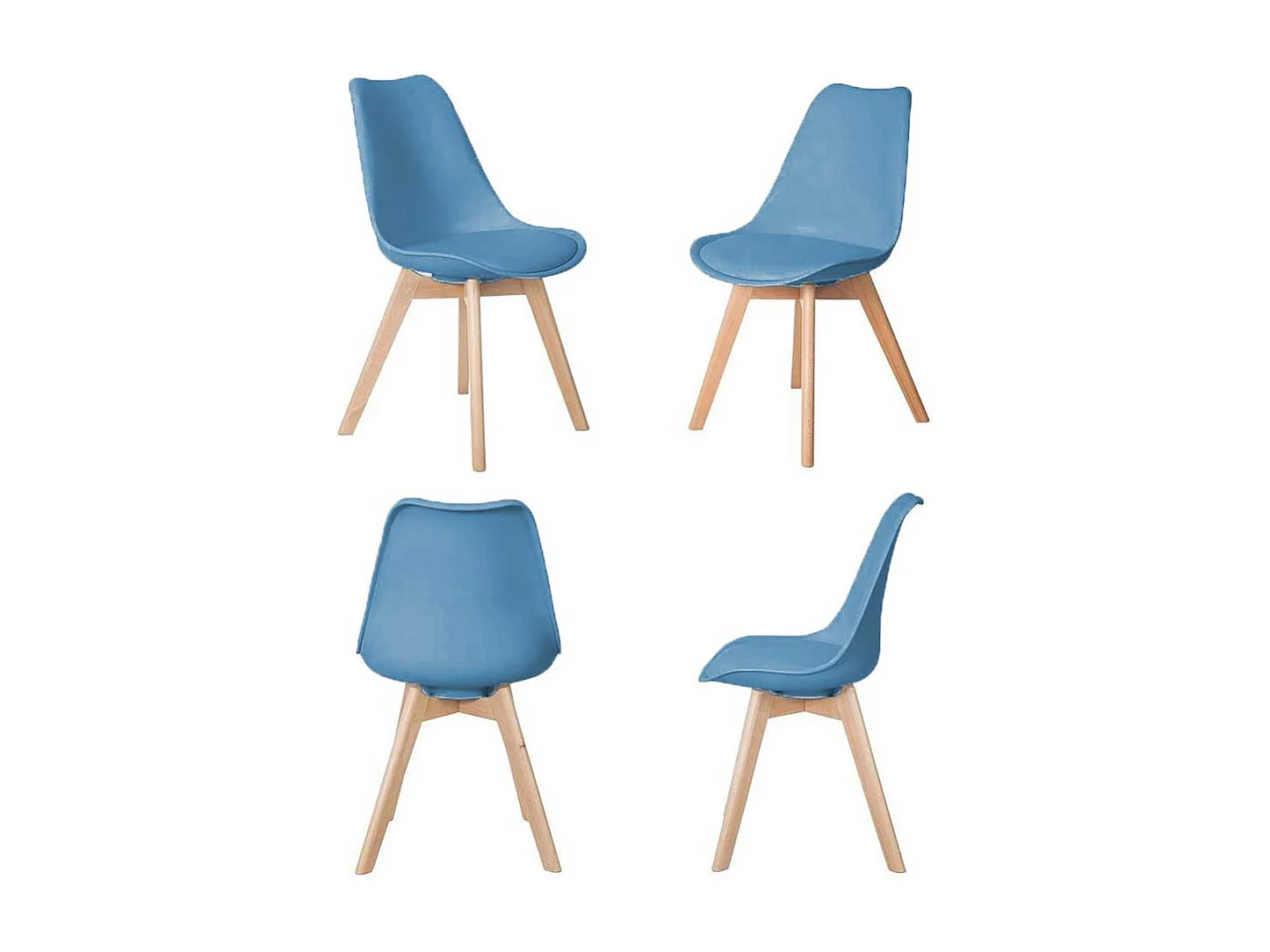 Küchenstühle in Hellblau Kunststoff Buchefarben (4er Set)