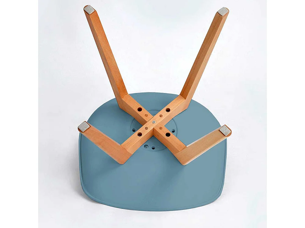 Küchenstühle in Hellblau Kunststoff Buchefarben (4er Set)