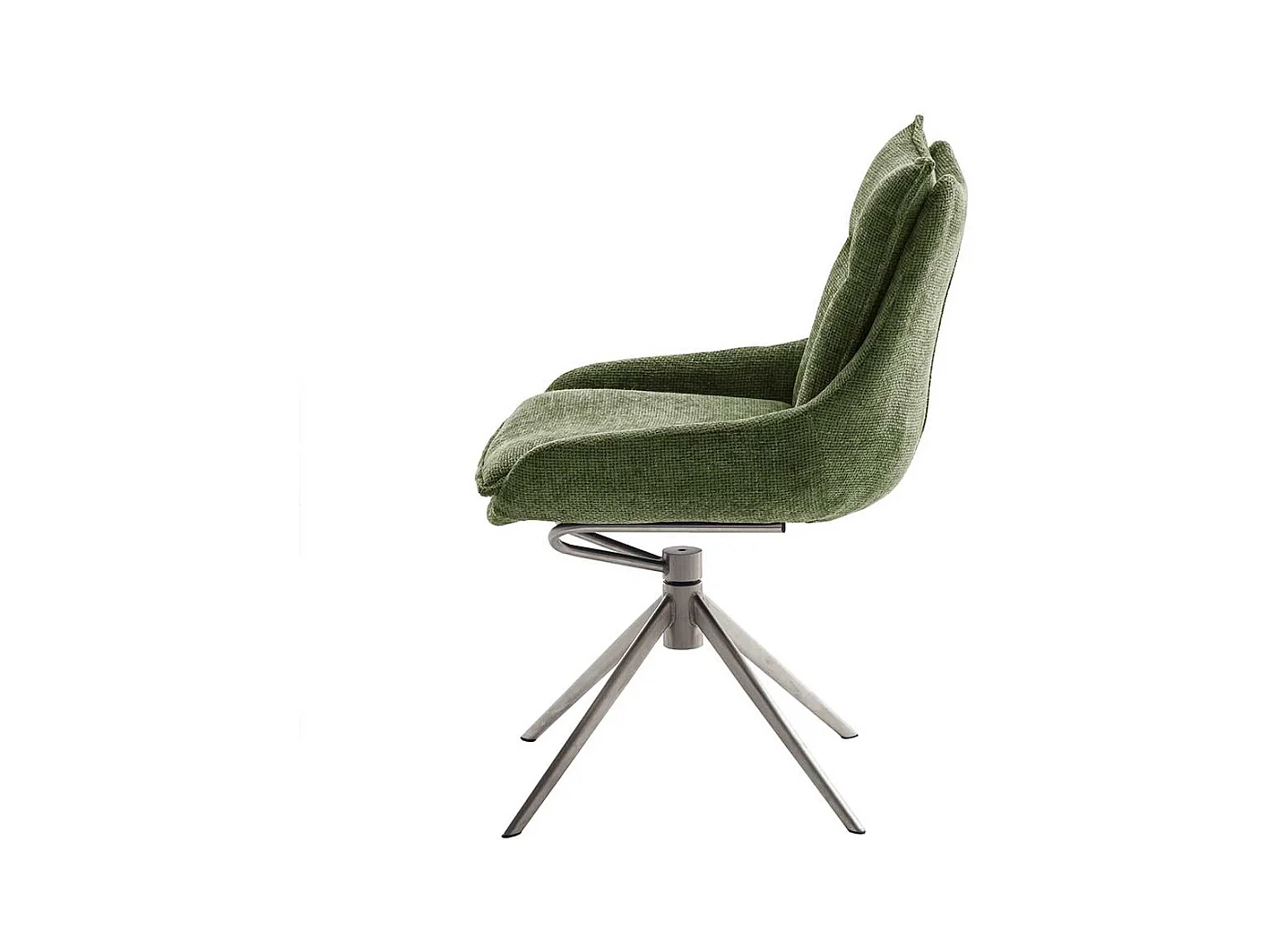 2 Stühle aus Strukturstoff und Metall Oliv Grün und Edelstahlfarben (2er Set)