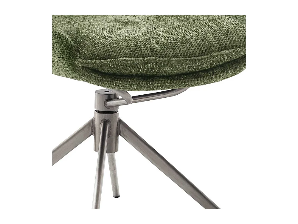 2 Stühle aus Strukturstoff und Metall Oliv Grün und Edelstahlfarben (2er Set)